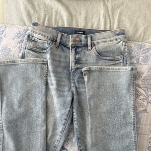 Express Women's Light Blue Straight Leg Jeans Skyscraper MidRise